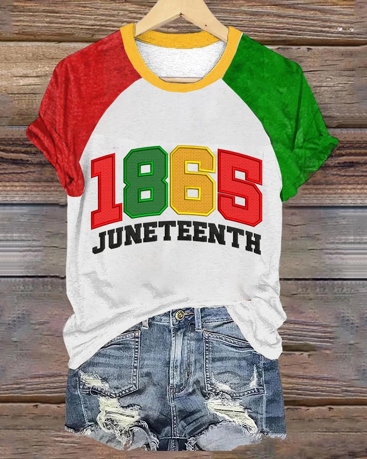 Women's Black Juneteenth Printed Casual T-Shirt